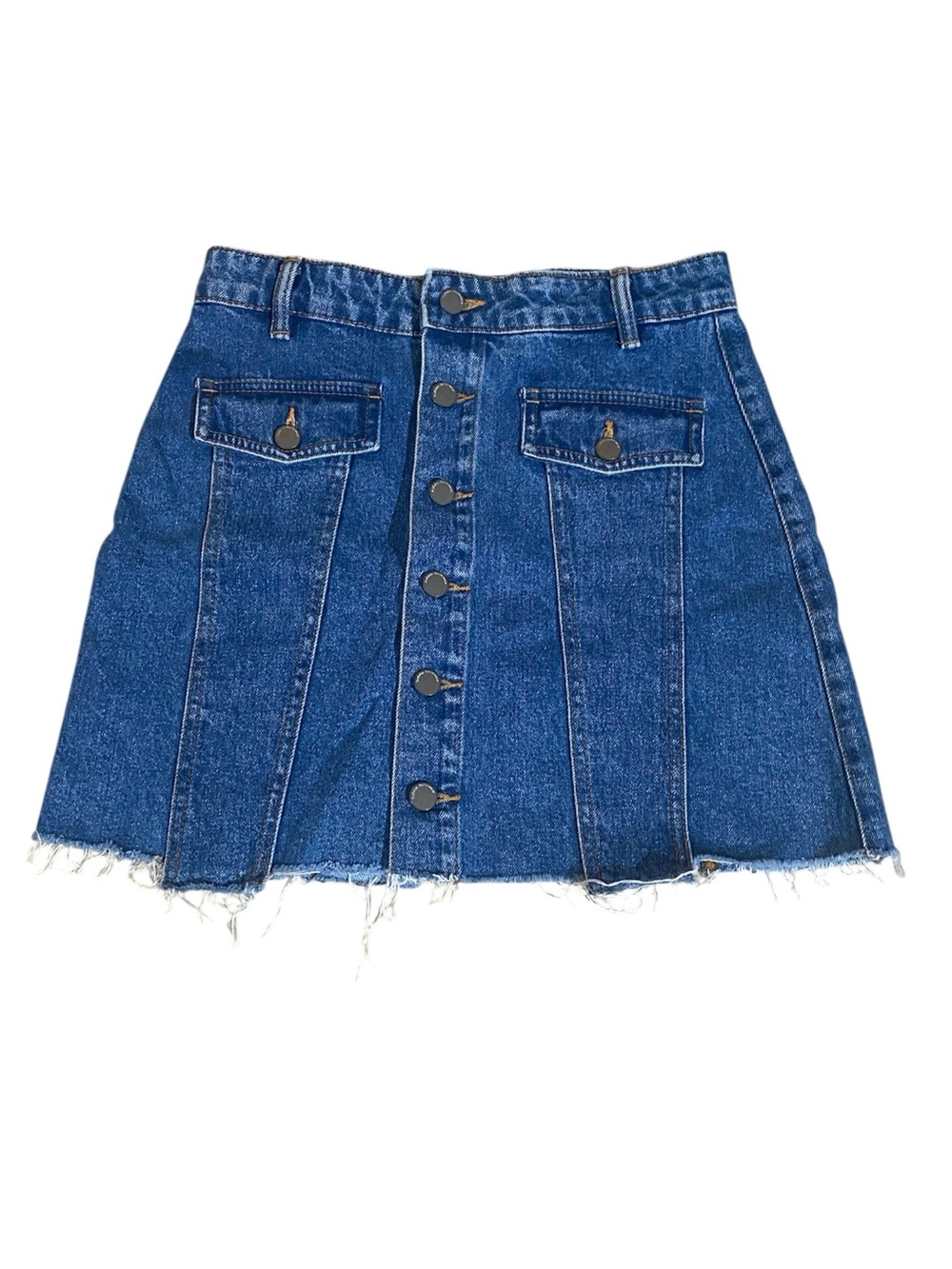 Zara Trafaluc Denim Mini Button-Front Medium Skirt Retro Coastal Cowgirl